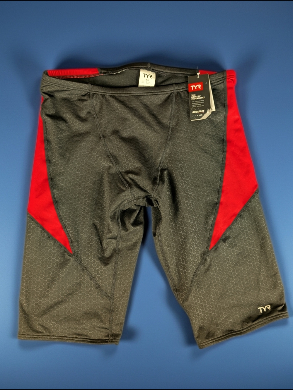 TYR Durafast Elite Hexa Cure Spl Jammer‎ in Black & Red Men's Size 36 NWT